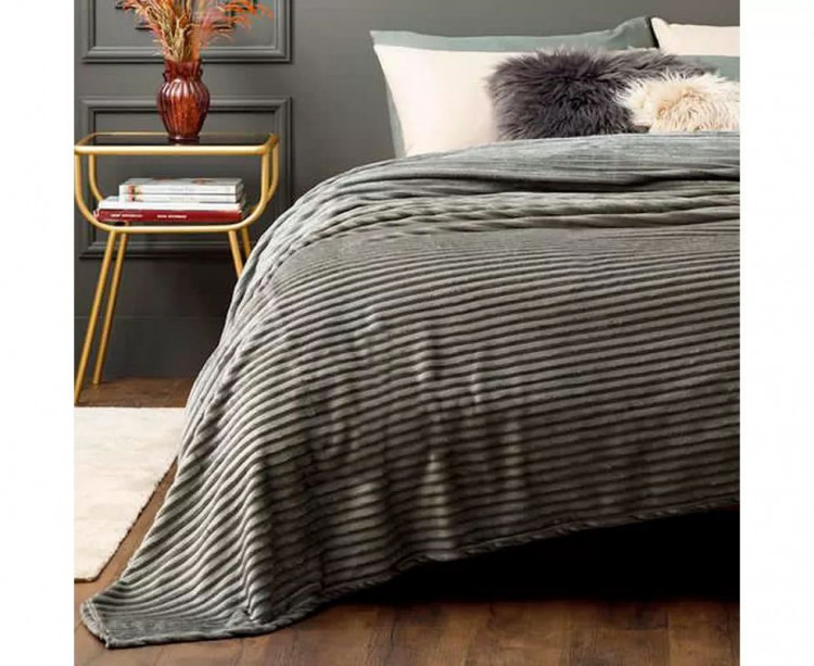 Плед из микрофибры Mays Grey 160x220 см широкая полоска