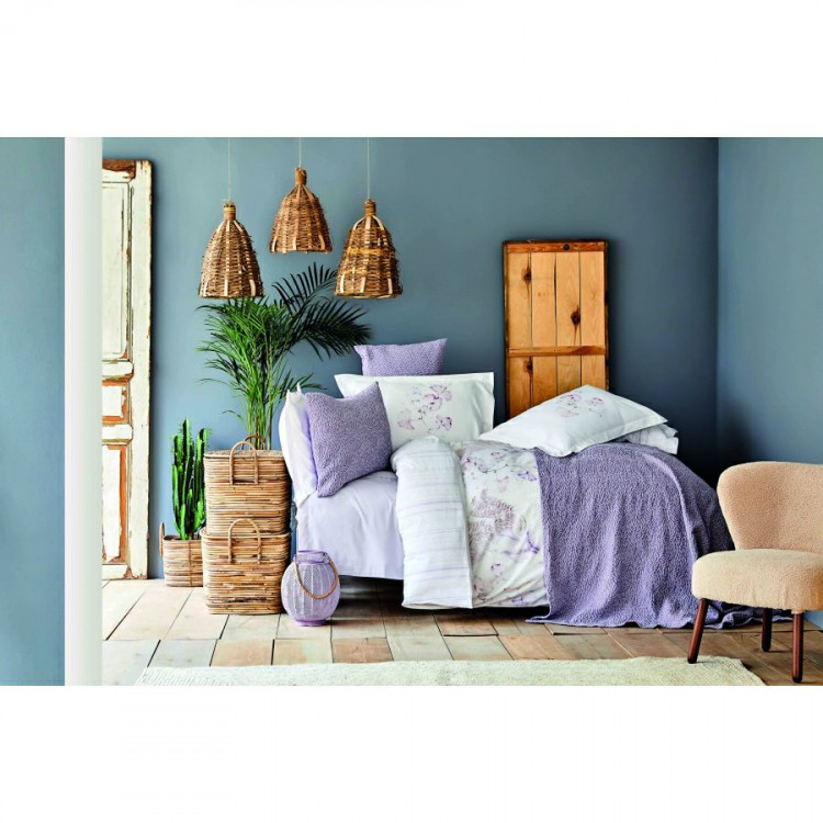 Набор постельное белье с покрывалом Karaca Home Vial murdum 2020-2 фиолетовый евро