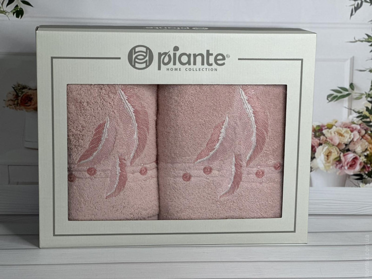 Набор махровых полотенец Piante Home из двух штук 50х90+70х140 см с вышивкой модель 11