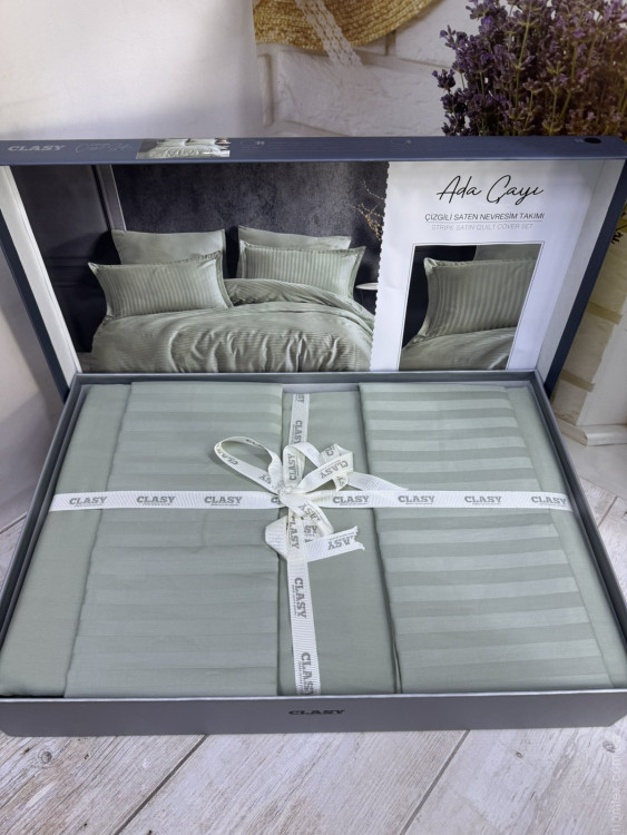 Постельное белье страйп сатин Aran Clasy Ada Cayi евро