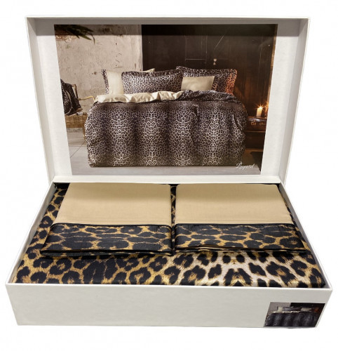Постільна білизна Tivolyo Home Leopard сатин - шовк сімейний