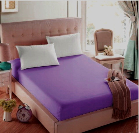 Простынь на резинке Almira mix Фиолетовая фланель премиум 140х200+30 см
