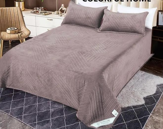 Покривало велюрове Colorful Home 210x230 см, Зигзаг лилове