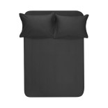 Простынь на резинке с наволочками Lotus Home сатин premium Dakota Modern антрацит 160х200 см + 50х70 см из 2 шт.