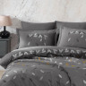 Постельное белье Hobby Poplin Lidia с вышивкой серое евро