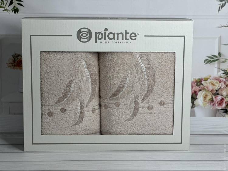 Набор махровых полотенец Piante Home из двух штук 50х90+70х140 см с вышивкой модель 12