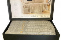 Вязанный плед - покрывало Capital Home 240x260 см с наволочками светло-серый