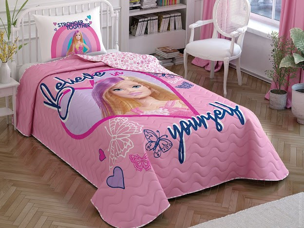 Покривало TAC Disney Barbie Winter 160x220 см з наволочкою