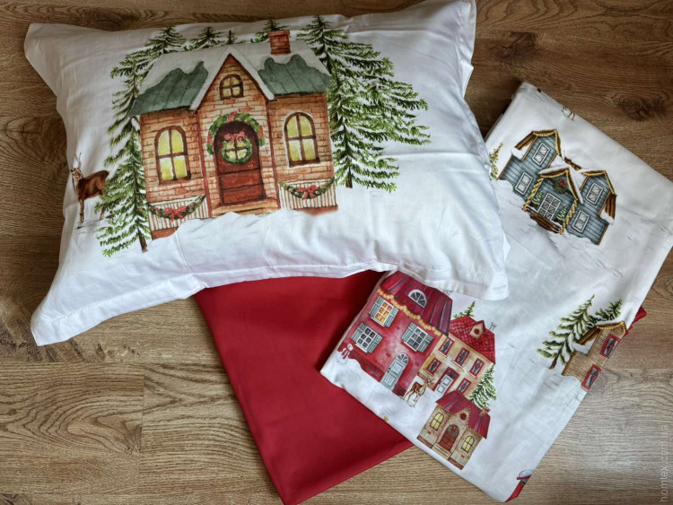 Постельное белье новогоднее TAC Santa сатин евро Постельное белье новогоднее TAC Santa сатин евро