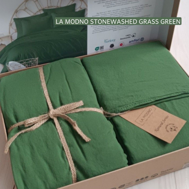 Постільна білизна La Modno Grass Green Stonewashed євро