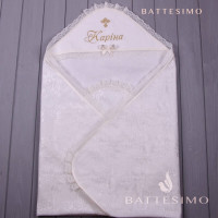 Крыжма для крещения Battesimo Кружевная молочная