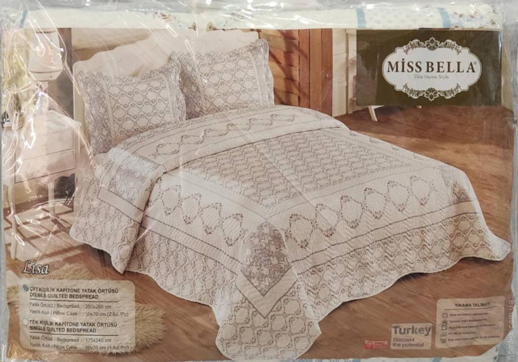 Покривало стьобане Miss Bella Lisa 250x260 см з наволочками