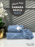Набор махровых полотенец Ikra Life Samara mavi 50x90 см + 70х140 см 