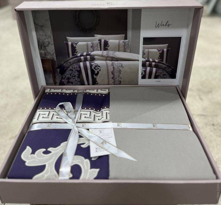 Постільна білизна First Choice de luxe ранфорс кольоровий Wals indigo євро