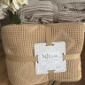 Вафельное пике - покрывало Nil Home Perla Diamond 220x240 см горчичное