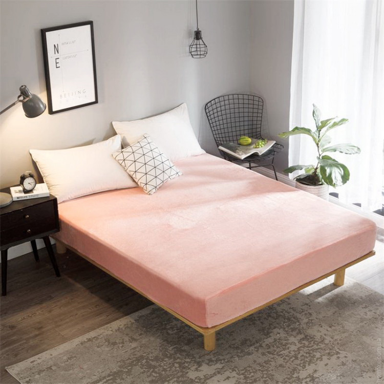 Простынь на резинке Almira mix Персиковая фланель премиум 140х200+30 см