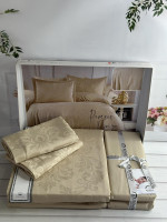 Постельное белье сатин - жаккард Romeo Home Ramses beige евро