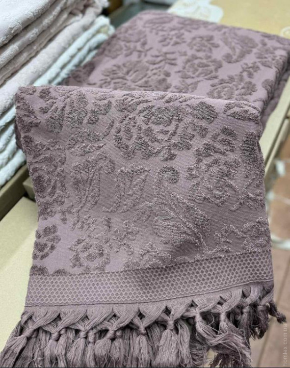 Махрове простирадло Sikel 200x220 см з бахромою фіолетове