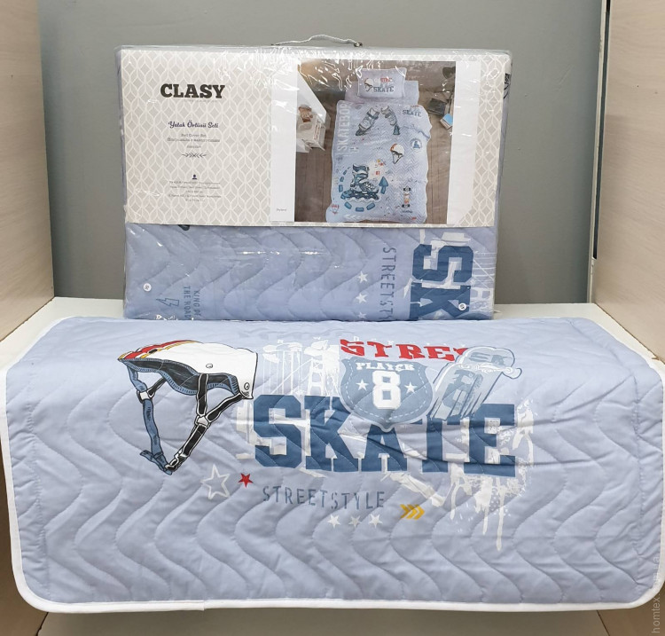 Покривало дитяче стьобане Clasy Skyland 180x240 см з наволочкою 50x70 см