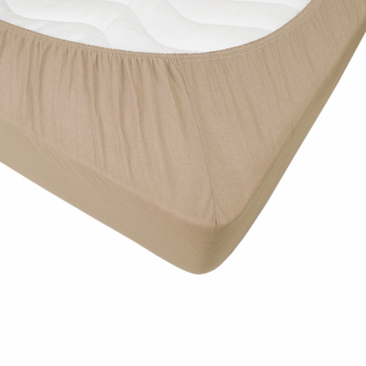 Простынь трикотажная на резинке Iris Home Кофе 160х200+25 см