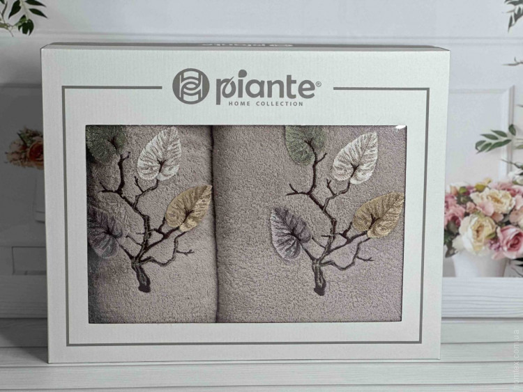 Набор махровых полотенец Piante Home из двух штук 50х90+70х140 см с вышивкой модель 14