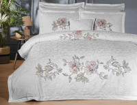 Постільна білизна Sarev Sport Chic Ilay Gri сатин люкс євро з вишивкою