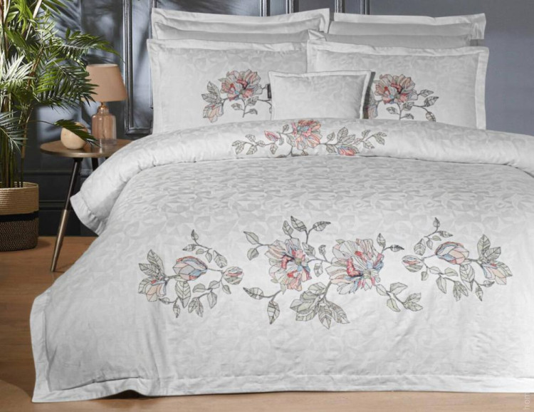 Постільна білизна Sarev Sport Chic Ilay Gri сатин люкс євро з вишивкою