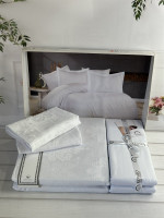 Постельное белье сатин - жаккард Romeo Home Ramses white евро