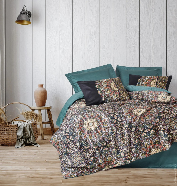Постельное белье Cotton Box Ornate Petrol евро