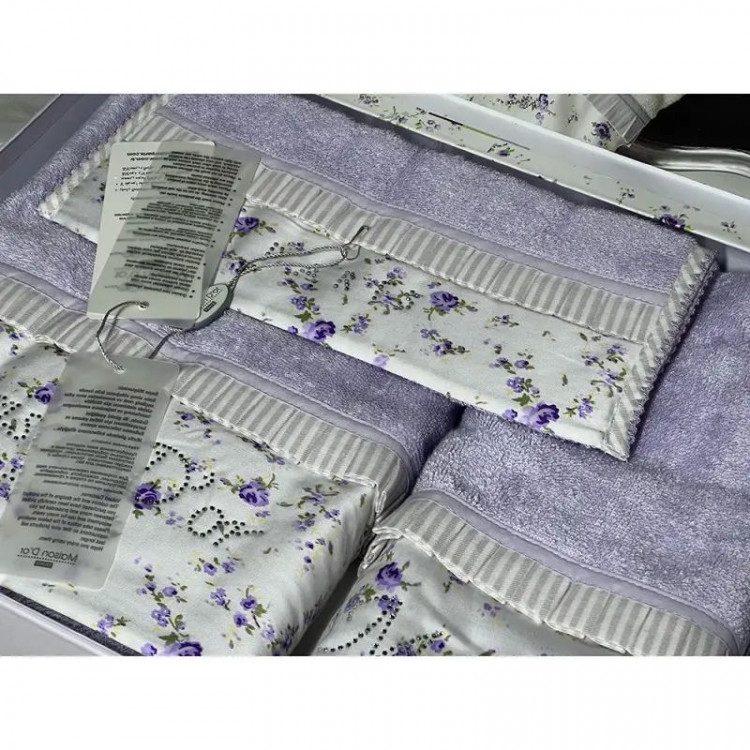 Набор полотенец Maison D'or ROSES LILA из 3-х шт (30x50 см, 50x100 см, 75x140 см)