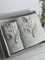 Набір махрових рушників Piante Home із двох штук 50х90+70х140 см з вишивкою модель 15 Набір махрових рушників Piante Home із двох штук 50х90+70х140 см з вишивкою модель 15