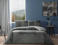 Постельное белье TAC Ранфорс Mirzae antrasit евро с простынью на резинке 