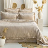 Постельное белье с пике - покрывалом Saheser Fiorella beige вареный хлопок евро с вышивкой