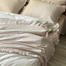 Постельное белье с пике - покрывалом Saheser Fiorella beige вареный хлопок евро с вышивкой
