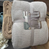 Вафельное пике - покрывало Nil Home Perla Diamond stone 220x240 см серо - бежевое