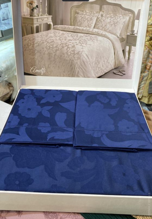 Постільна білизна Tivolyo Home Jacquard Amelfi синій євро