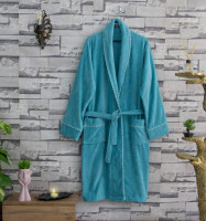 Женский халат велюр - махра Zeron бирюзовый 
