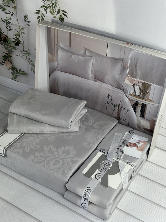 Постельное белье сатин - жаккард Romeo Home Ramses gray евро