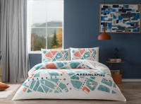 Постельное белье TAC Ранфорс Selby mavi евро с простынью на резинке