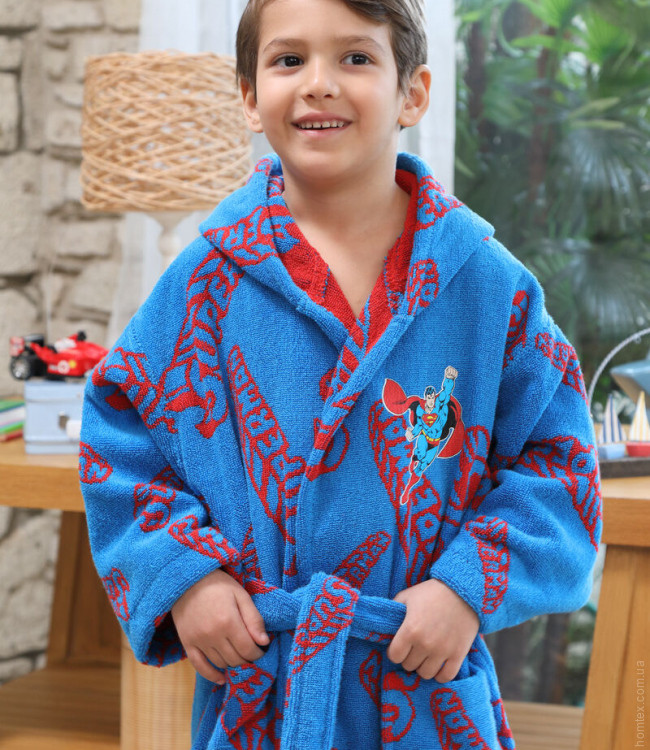Набор халат с полотенцем Ozdilek SuperMan синий