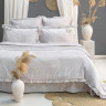 Постельное белье с пике - покрывалом Saheser Fiorella light grey вареный хлопок евро с вышивкой