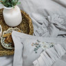 Постельное белье с пике - покрывалом Saheser Fiorella light grey вареный хлопок евро с вышивкой