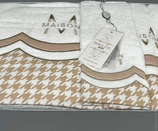 Набір рушників Maison D'or LOWES WHITE BEIGE з 3-х шт (30x50 см, 50x100 см, 85x150 см)