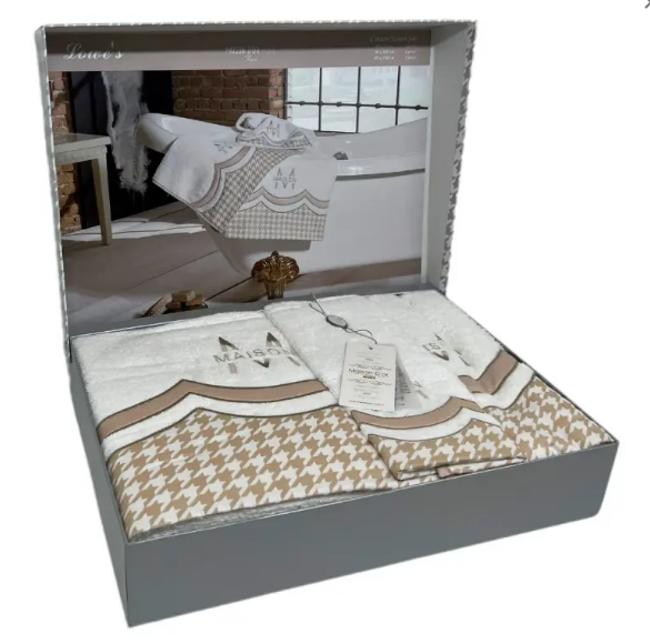 Набір рушників Maison D'or LOWES WHITE BEIGE з 3-х шт (30x50 см, 50x100 см, 85x150 см)