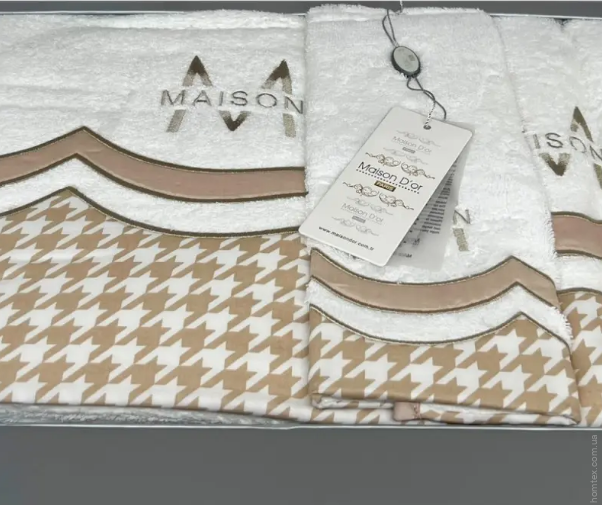 Набір рушників Maison D'or LOWES WHITE BEIGE з 3-х шт (30x50 см, 50x100 см, 85x150 см)