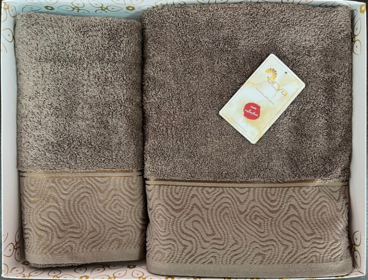 Набор полотенец Arya Fold коричневый 50х90 см + 70x140 см 