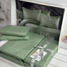 Постельное белье сатин - жаккард Romeo Home Leaf green евро