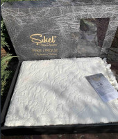 Махровая простынь Sikel 200x220 см с бахромой кремовая