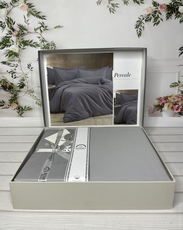 Постільна білизна Romeo Home Percale тенсел сірий євро