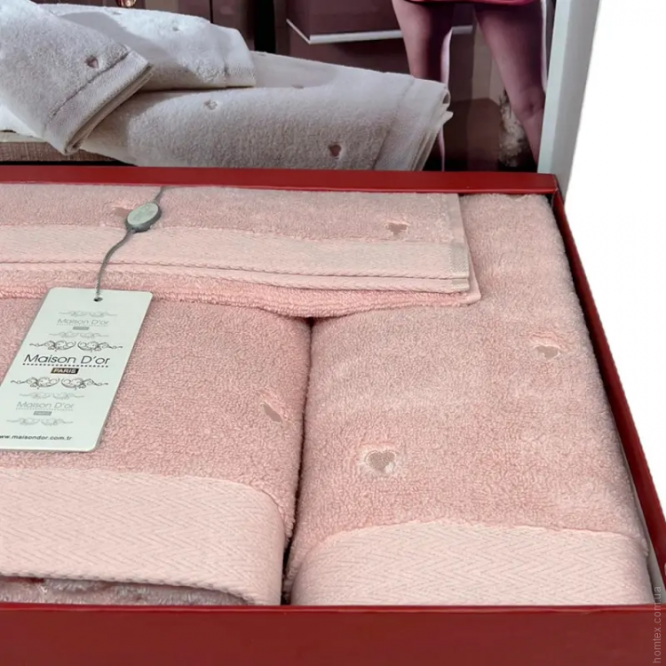 Набір махрових рушників Maison Dor Soft Hearts rose (рожевий) з 3-х штук